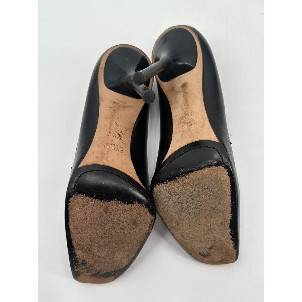 Gucci Italy Black Leather Pumps Heels Work Business SZ 7.5 C 37.5 105771‎ - Picture 14 of 15